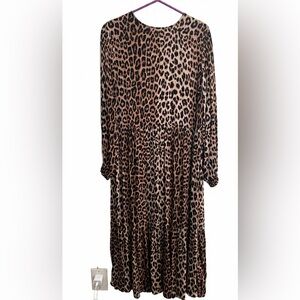Leopard Print Long Sleeve Dress